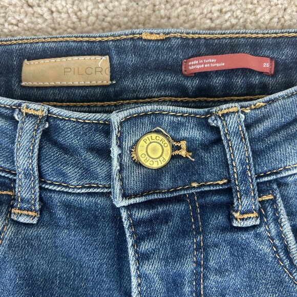 Anthropologie Pilco Jeans Womens Flare Size 25 Blue Dark Wash 90s Y2K Ladies - Picture 4 of 13